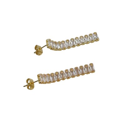 earrings steel gold white crystals